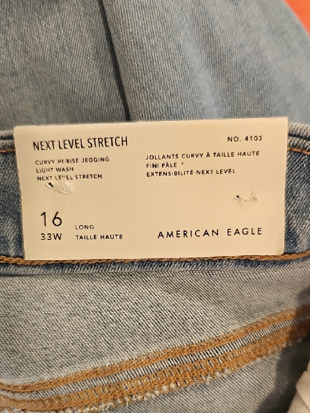 American Eagle Next Level Curvy High Waisted Jeggings; NWT; Size 16 Long - Picture 4 of 14